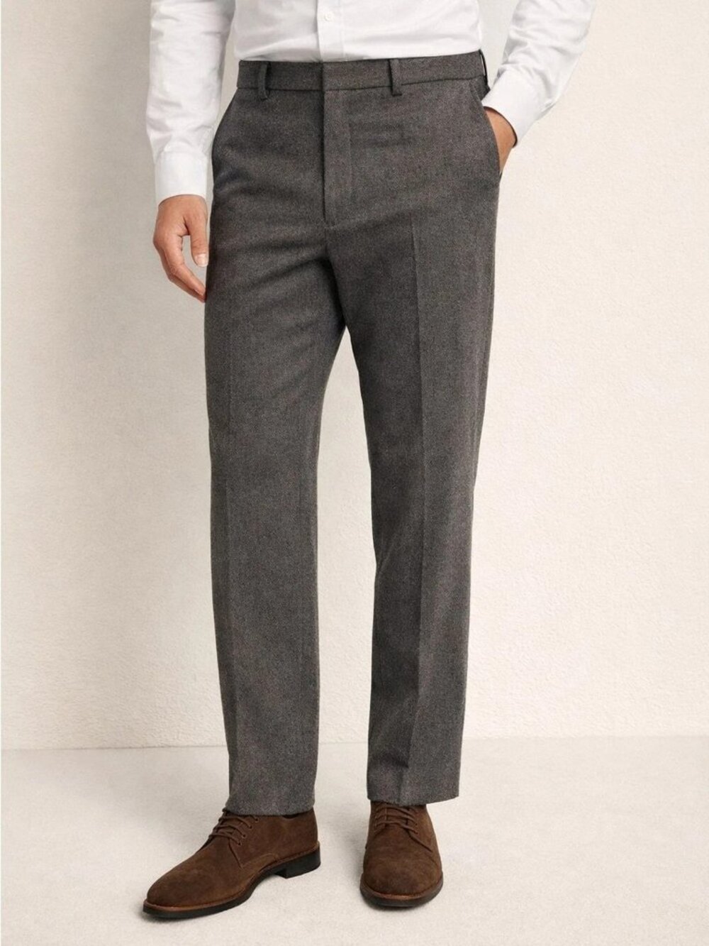 Banana Republic Mens Emerson Wool Blend Dress Pants 36 Taupe Brown Flat Front